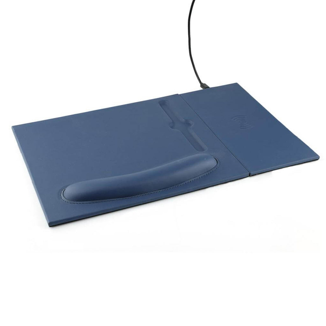 10W Wireless Charger PU Mouse Pad Navy Blue