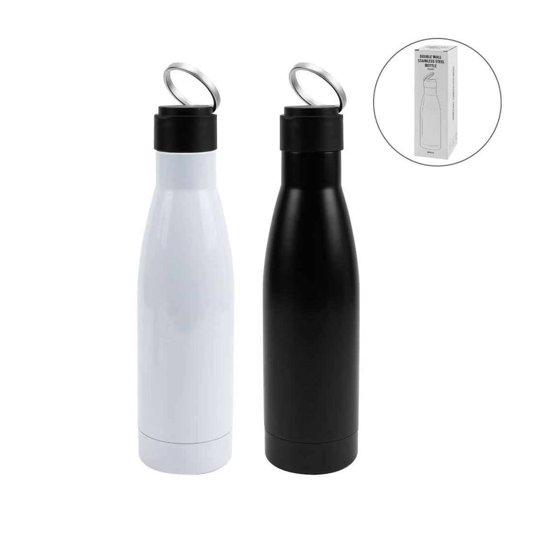 Double Wall SS Bottles Twist-off Lid SS Foldable Handle 500ml