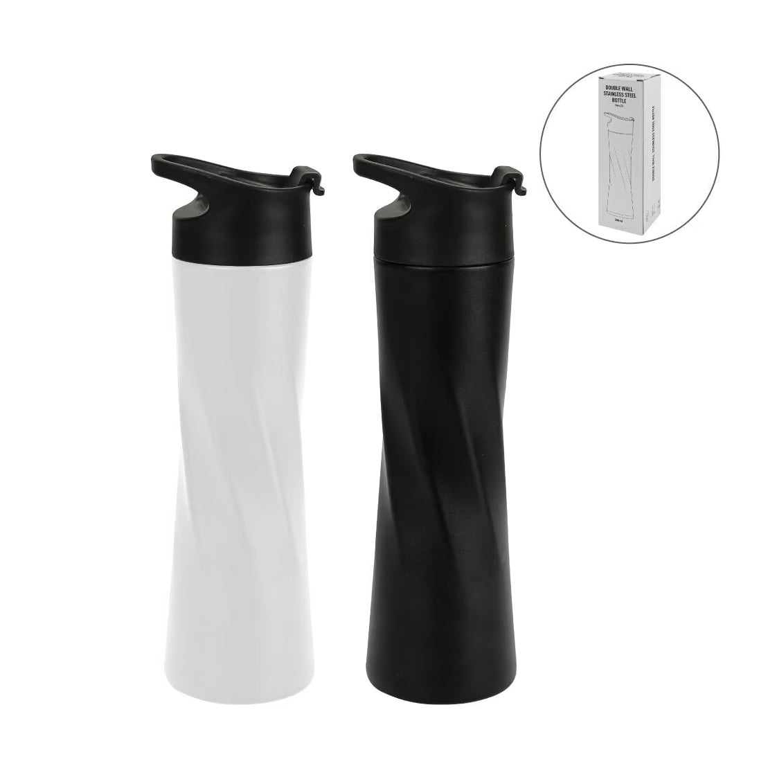 Double Wall  Bottles Slim Waist Design Flip top Lid 500ml