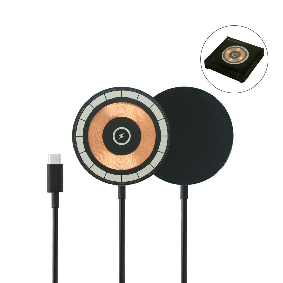 Round Magnetic 15W Fast Wireless Charger Type C