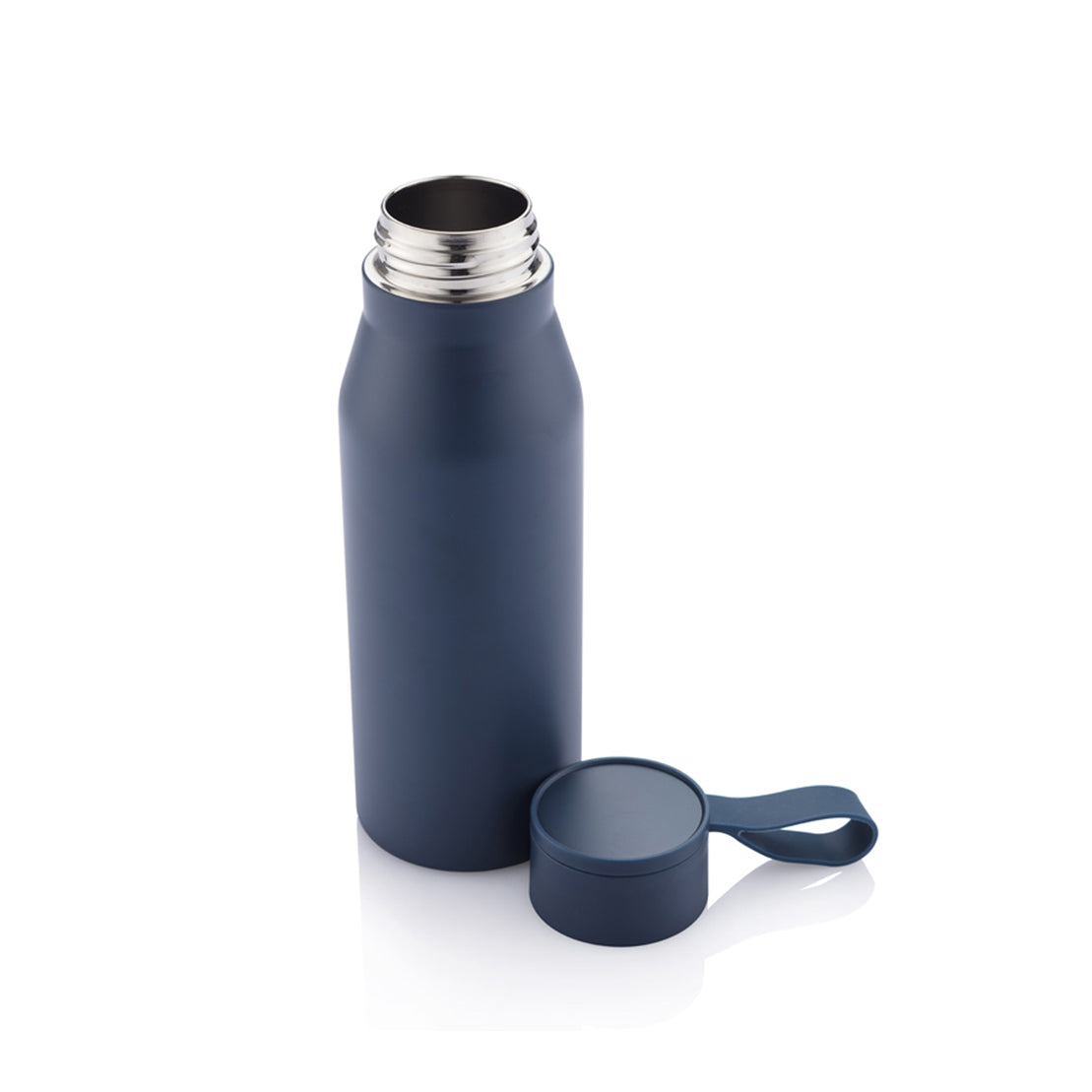 Recycled Stainless Steel Vacuum Bottle With Loop Navy Blue