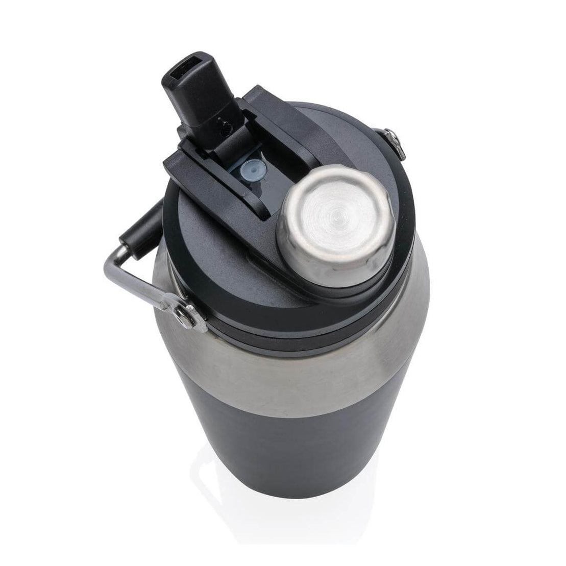 RIOLA- Vacuum Bottle With Solid Handle and Dual Lid-1L Black